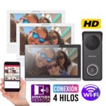 Kit Video Portero Hibrido HD 3 Monitores  Wifi Hikvision DS-Kis313-P