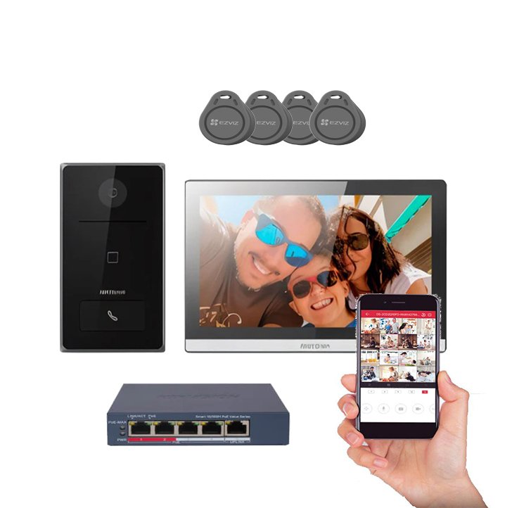 HIKVISION-DS-KIS608-P-KIT_POE.jpg Kit de Videoportero IP Poe / Apertura de puerta con Tarjeta /Monitor Interior / WiFi / Pantalla Tactil de 7" T DS-KIS608-P - Imagen 1