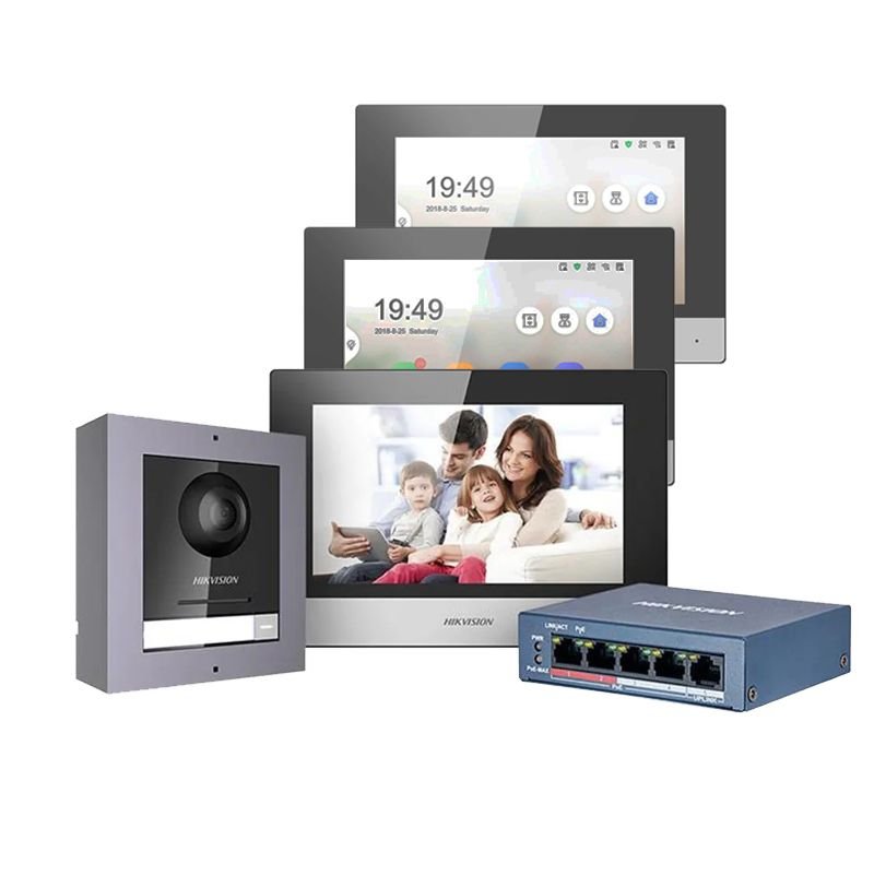 HIKVISION_DS-KIS602_KIT3.jpg Kit Video Portero IP 2 Megapixeles 3 Monitores Wifi Hikvision ds-kis602 - Imagen 1