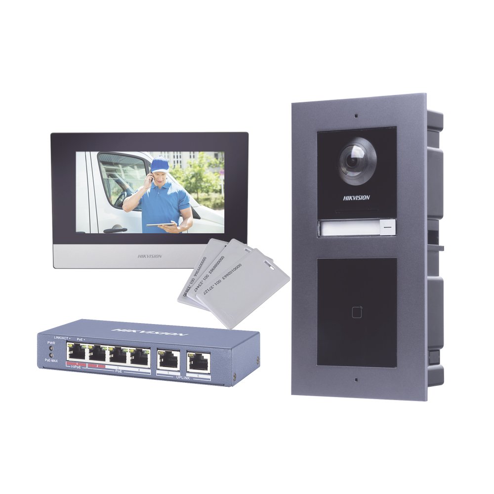 HIKVISION_KIS602-L.jpg Kit Video Portero IP 2 Megapixeles Monitor Wifi Lector de Tarjetas para Apertura de Puerta Hikvision DS-KIS602-L - Imagen 1