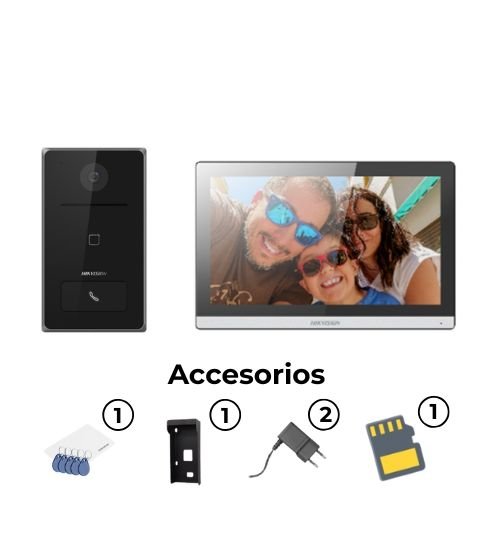 HK-DS-KIS608-P-KIT-V-PORTERO-CON-MONITOR-7_-CON-MICRO-SD.jpg Kit de Videoportero IP / Apertura de puerta con Tarjeta / Monitor Interior / WiFi / Pantalla Tactil de 7" T DS-KIS608-P - Imagen 1
