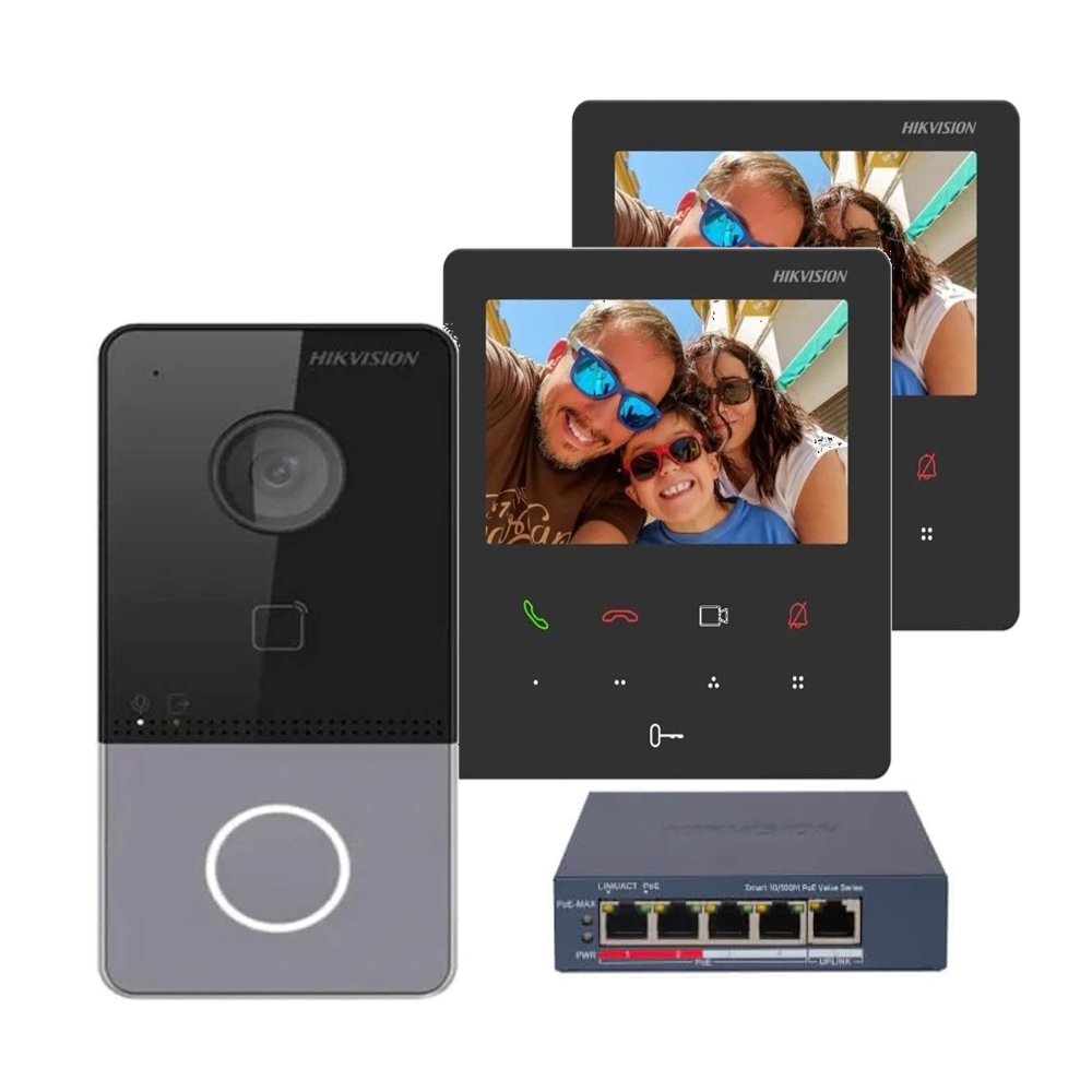 KIT_2_DS-KIS606-P.jpg KIT VIDEO PORTERO IP 2 MONITORES 2MP 4.3 PULGADAS HIKVISION DS-KIS606-P_2 - Imagen 1