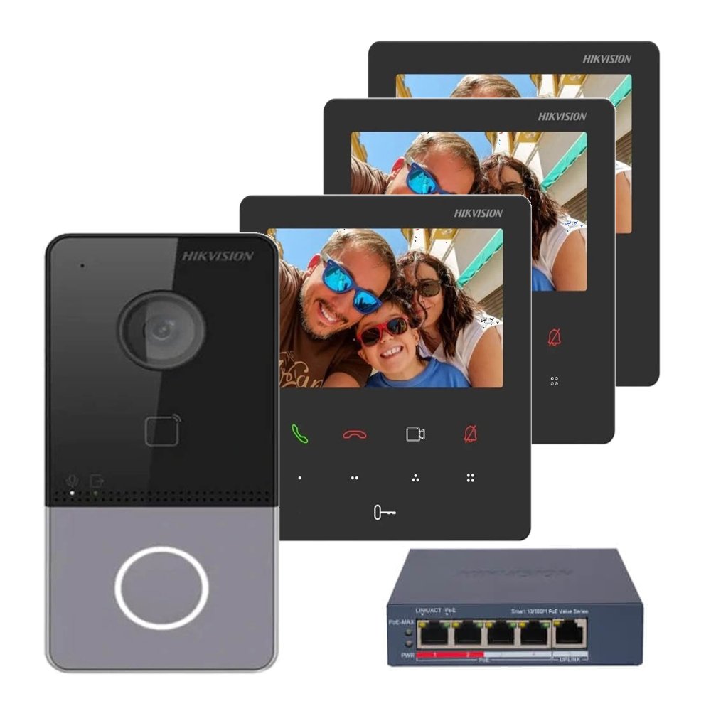 KIT_3_DS-KIS606-P.jpg KIT VIDEO PORTERO IP 3 MONITORES 2MP 4.3 PULGADAS HIKVISION DS-KIS606-P_3 - Imagen 1